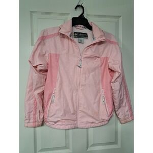 Columbia Women's Windbreaker Jacket Small Long Sleeve Pink Hooded Full Zipper‎ S